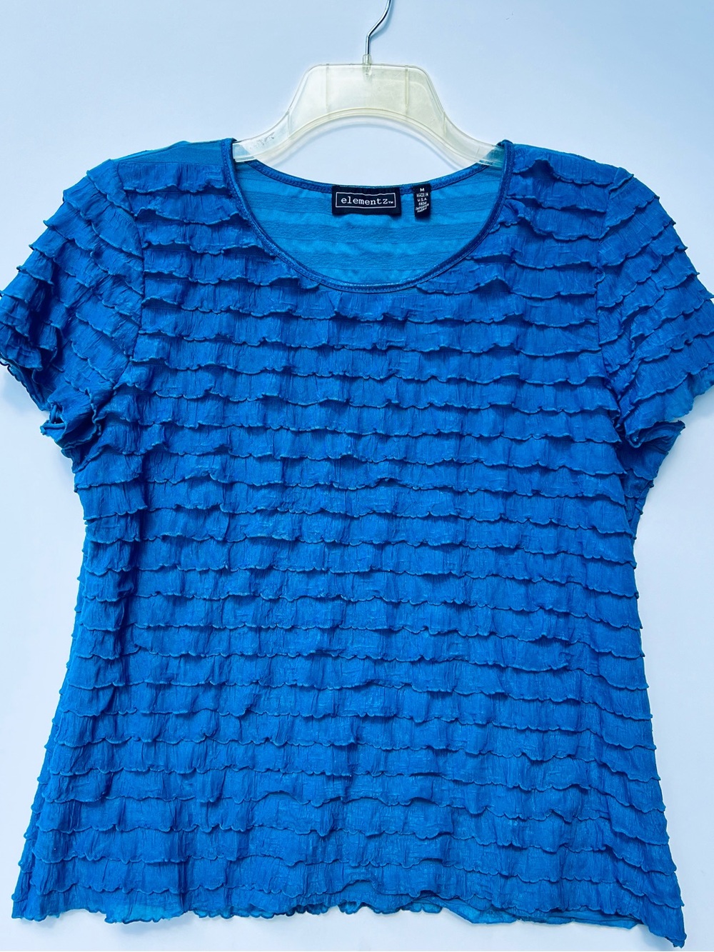 ELEMENTZ BLUE TIERED RUFFLE BLOUSE